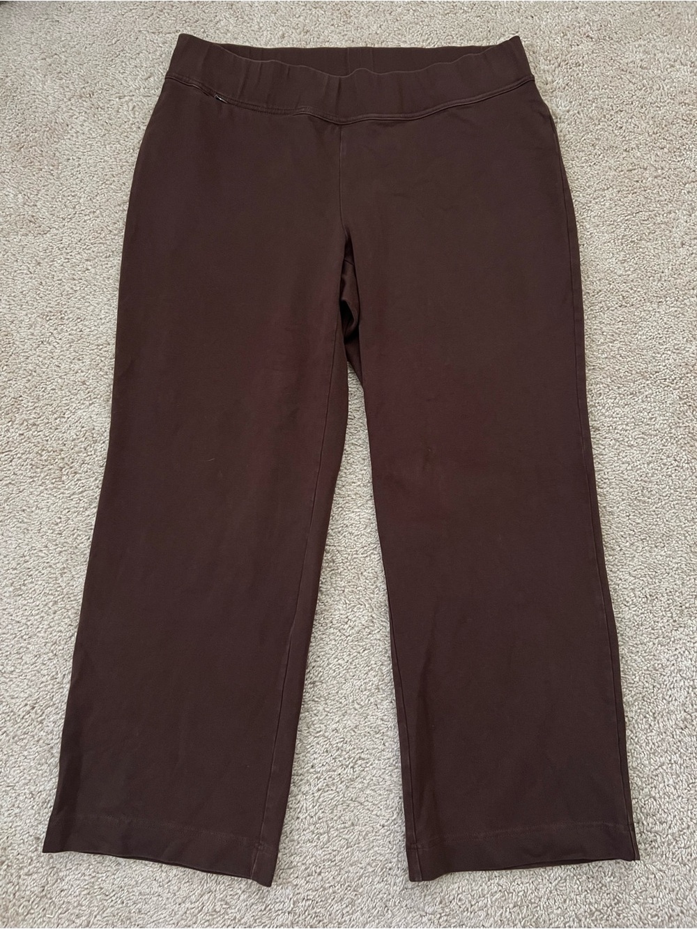 Lands End Starfish Straight Leg Pants Size 1X/18 Petite Brown Stretch Pull On